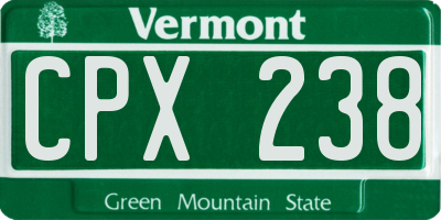 VT license plate CPX238
