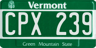 VT license plate CPX239