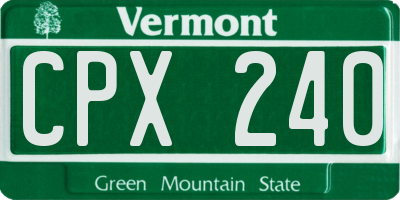VT license plate CPX240