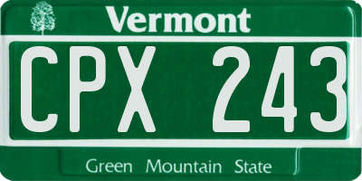VT license plate CPX243