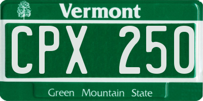 VT license plate CPX250