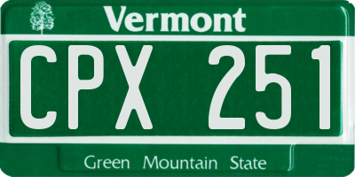 VT license plate CPX251
