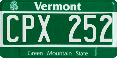 VT license plate CPX252