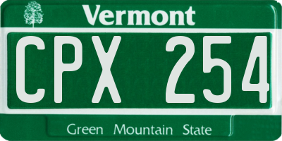 VT license plate CPX254