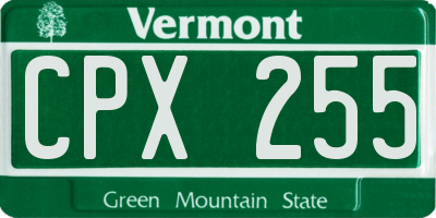 VT license plate CPX255
