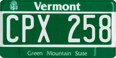 VT license plate CPX258
