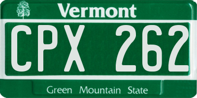 VT license plate CPX262