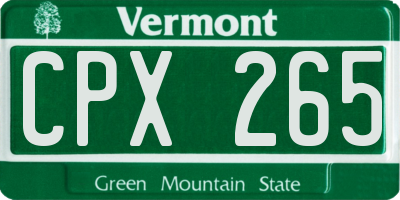 VT license plate CPX265