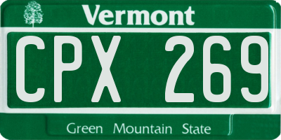 VT license plate CPX269