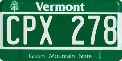 VT license plate CPX278