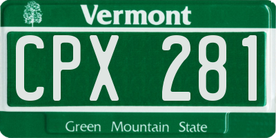 VT license plate CPX281