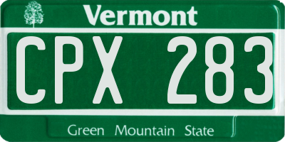 VT license plate CPX283