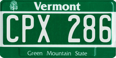 VT license plate CPX286