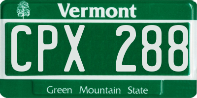 VT license plate CPX288