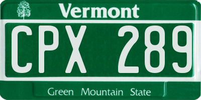 VT license plate CPX289