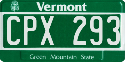 VT license plate CPX293