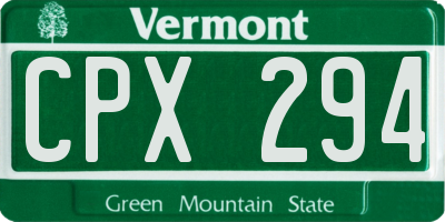 VT license plate CPX294