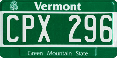 VT license plate CPX296