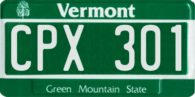 VT license plate CPX301
