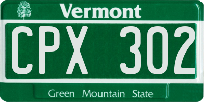 VT license plate CPX302