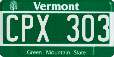 VT license plate CPX303