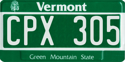 VT license plate CPX305