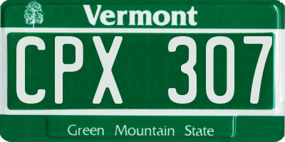 VT license plate CPX307