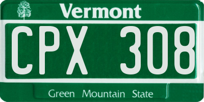 VT license plate CPX308