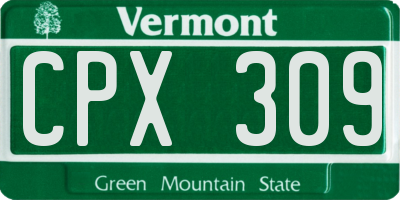 VT license plate CPX309