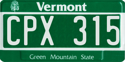 VT license plate CPX315