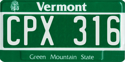 VT license plate CPX316