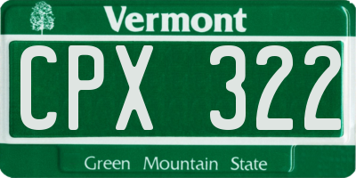 VT license plate CPX322