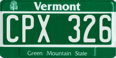 VT license plate CPX326