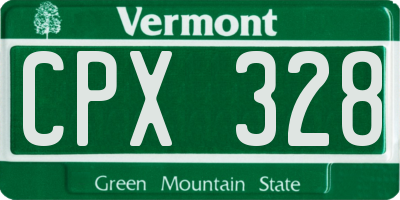 VT license plate CPX328