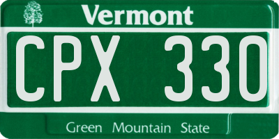 VT license plate CPX330