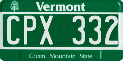 VT license plate CPX332