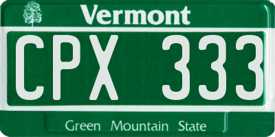 VT license plate CPX333
