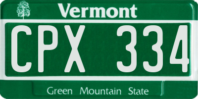 VT license plate CPX334