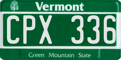 VT license plate CPX336