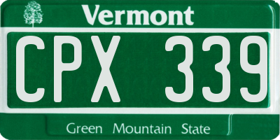 VT license plate CPX339
