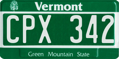 VT license plate CPX342