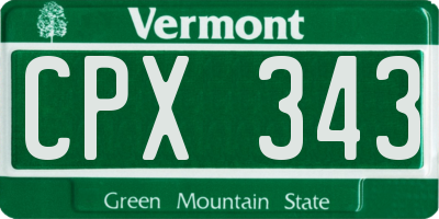 VT license plate CPX343
