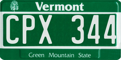 VT license plate CPX344