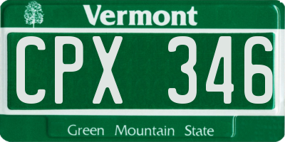 VT license plate CPX346