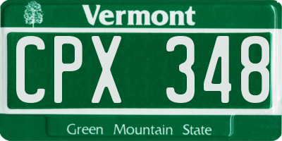 VT license plate CPX348