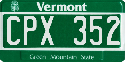 VT license plate CPX352