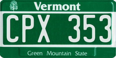 VT license plate CPX353