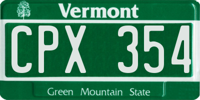 VT license plate CPX354