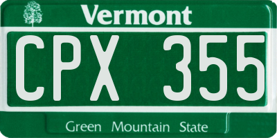 VT license plate CPX355