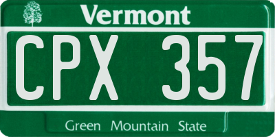 VT license plate CPX357